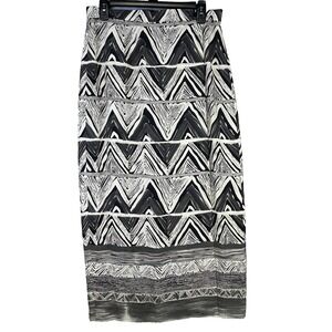 Skirt Chaus Women's 12 Black Beige Geometric Print Boho Midi Artsy Abstract
